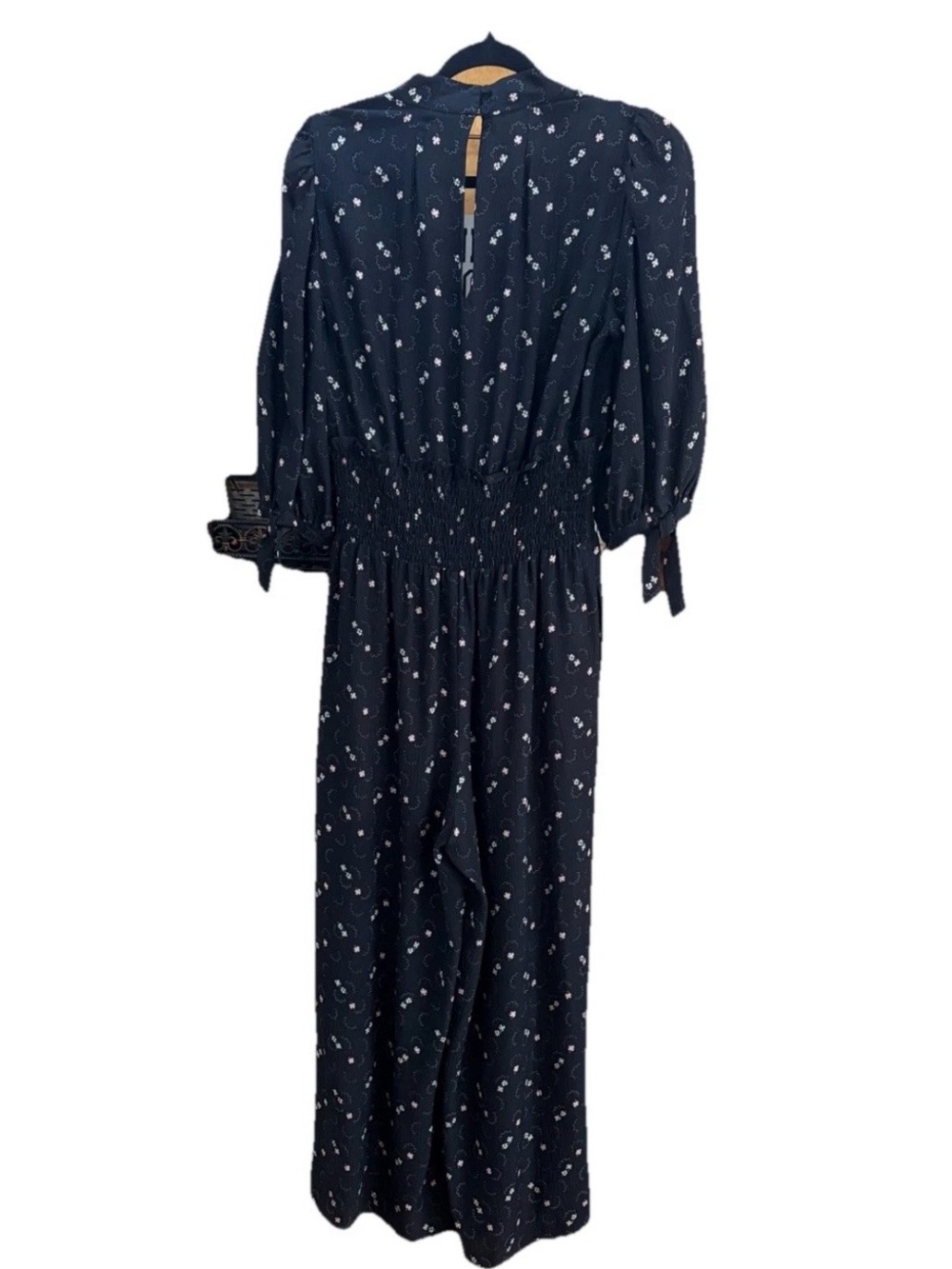 Rebecca Taylor Floral Silk Smocked Waist Jumpsuit Size 6 New Boho - Picture 5 of 10